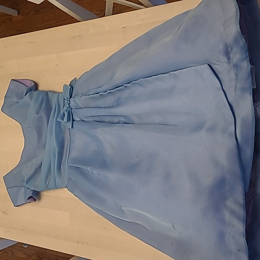 VTG 1950s Handmade Fit n' Flare Layered Blue Short Sleeved Cocktail Dress - Picture 8 of 17